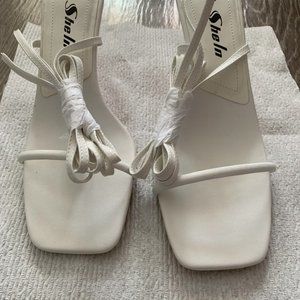 SHEIN Vegan Leather Square Toe Self-Tie Stiletto Heels